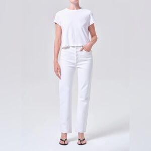 AGOLDE 100% Cotton 90'S PINCH WAIST HIGH RISE STRAIGHT MARSHMALLOW white 28